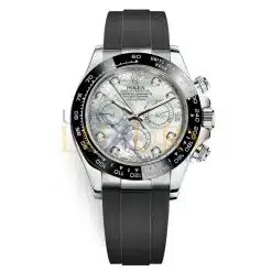 Rolex 116519LN MOP Cosmograph Daytona Diamond Dial Oysterflex White Gold Mens Watch