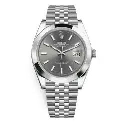 Rolex Datejust 126300-0008 Dark Rhodium Index Jubilee 41mm Stainless Steel Mens Watch