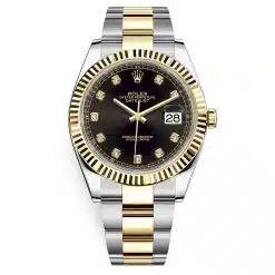 Rolex Datejust 126333-0005 Black Diamond Oyster 41mm Steel and Yellow Gold Mens Watch