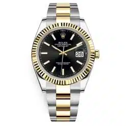 Rolex Datejust 126333 Black Index Oyster 41mm Steel and Yellow Gold Mens Watch