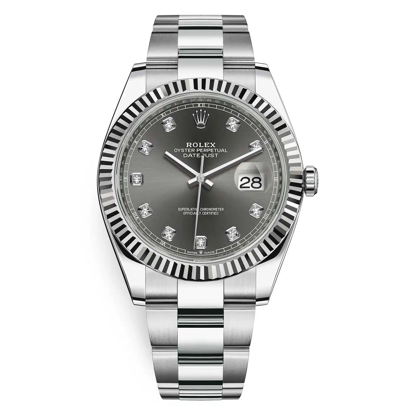 Rolex Datejust 126334-0005 Dark Rhodium Diamond Oyster 41mm Stainless Steel Mens Watch