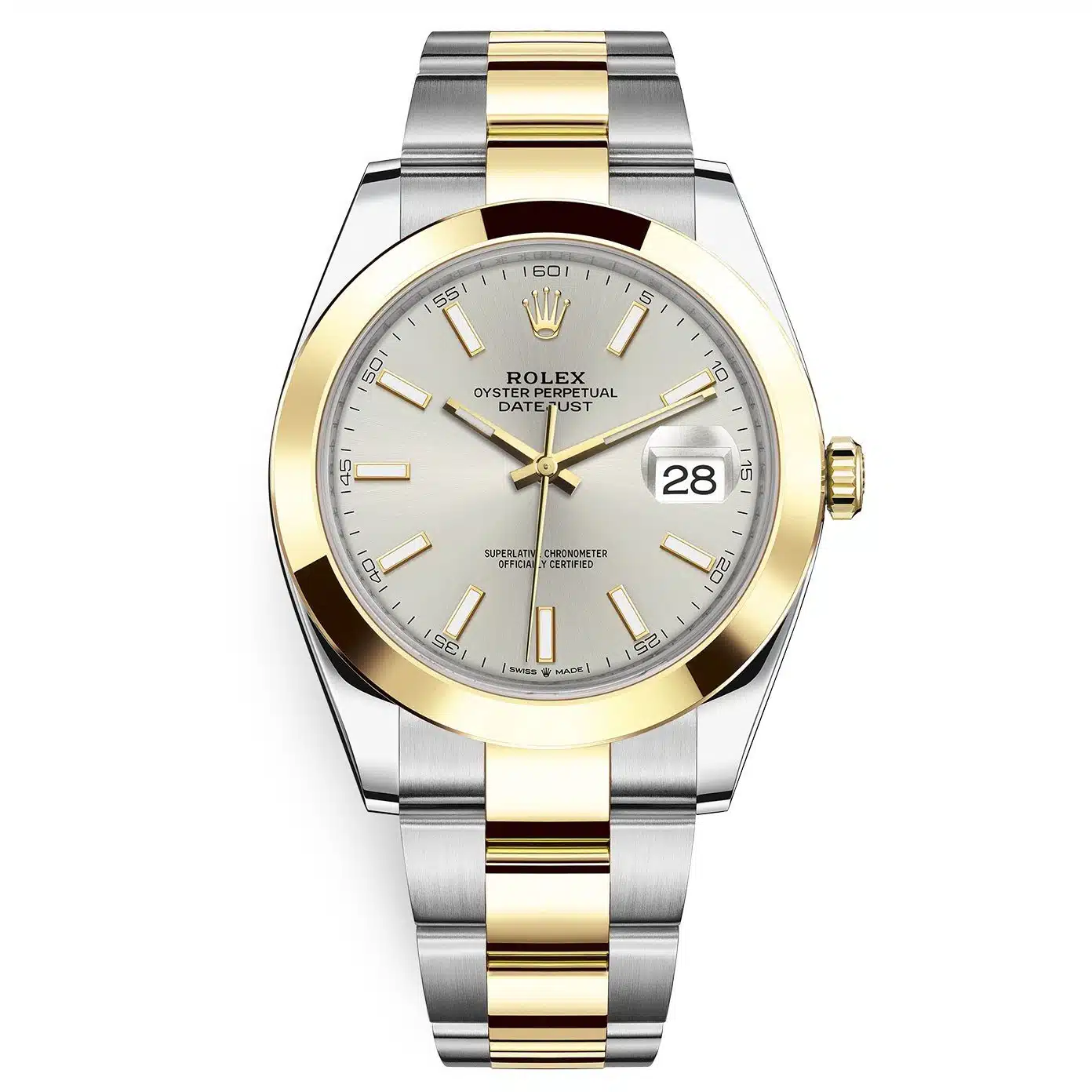 Rolex Datejust 41mm 126303-0001 Silver Index Oyster Steel and Yellow Gold Mens Watch