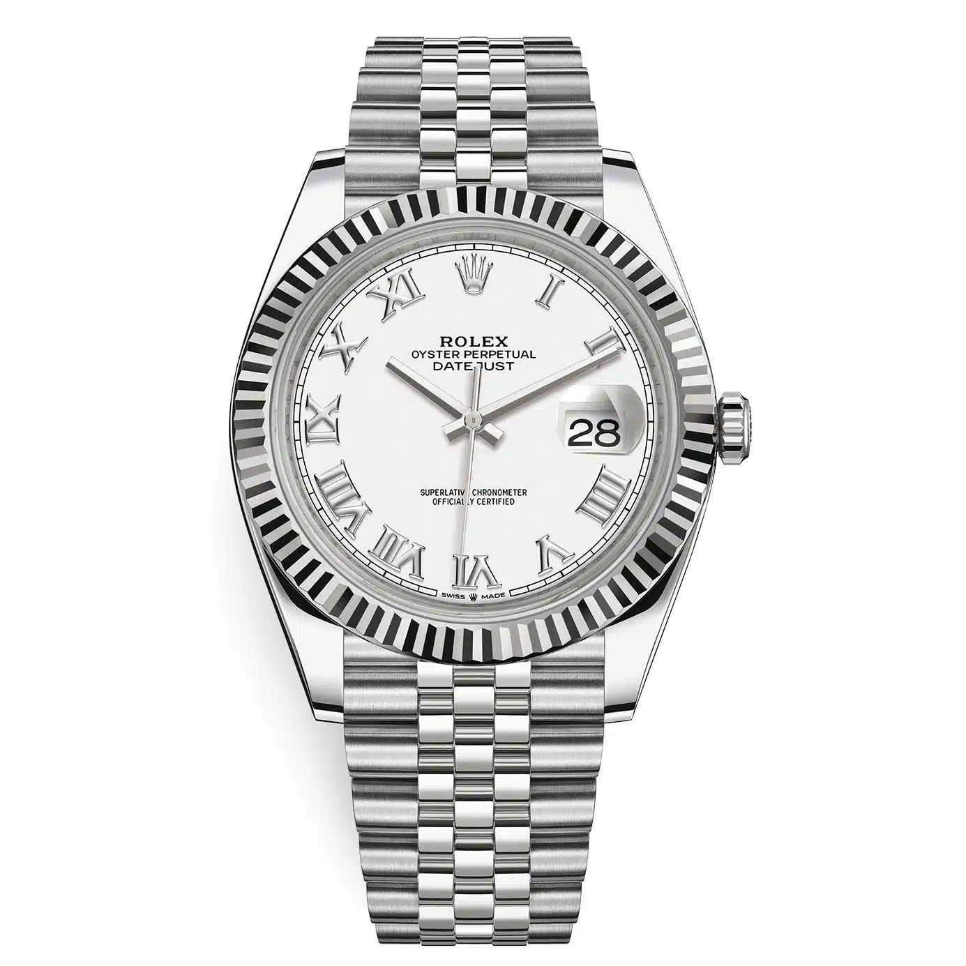 Rolex Datejust 126334-0024 White Roman Jubilee 41mm Stainless Steel Mens Watch