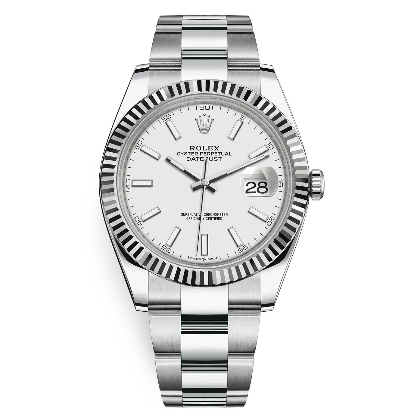 Rolex Datejust 126334-0009 White Index Oyster 41mm Stainless Steel Mens Watch