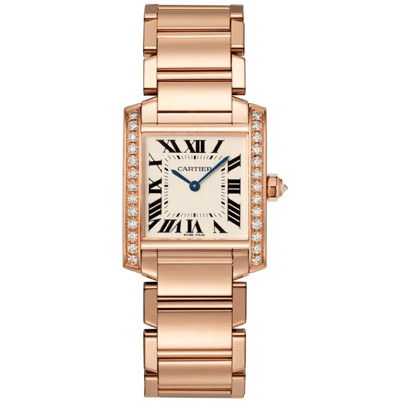 Classic Cartier Tank watch in rose gold
