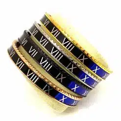 Speedometer Style Bracelet 1pcs Stainless Steel Watch Bangle, Black-Blue