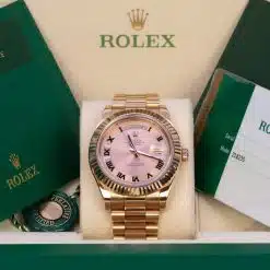 Alternative view of Rolex 218235 Day-Date 41mm 18K Rose Gold Fluted Bezel Concentric Roman Dial Watch