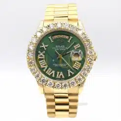 Rolex 18038 Day-Date 18k Yellow Gold Green Roman Dial Watch