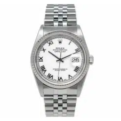 Rolex 16234 Datejust  White Roman Dial Stainless Steel Jubilee Bracelet