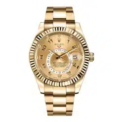 Rolex Sky-Dweller 326938-0002 42mm 18k Yellow Gold Champagne Dial Watch