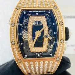 Richard Mille RM 037 Rose Gold Medium Set Black Onyx Dial Watch