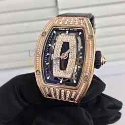 Richard Mille RM 07-01 Rose Gold Medium Set Diamonds Onyx Dial Watch