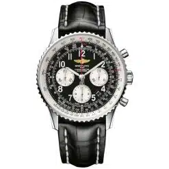 Breitling BB02-435X-A20BA1 Navitimer 01 Chronograph Automatic Black Dial Black Leather Mens Watch