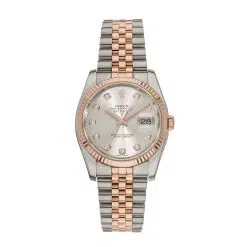 Rolex 116231 DateJust 18k Rose Gold Jubilee Rhodium Diamond Dial