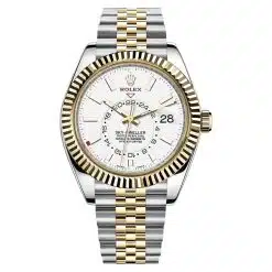 Rolex Sky-Dweller 326933-0010 White Dial 18K Yellow Gold & Stainless Steel 42mm Jubilee Watch