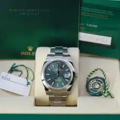 Alternative view of Rolex Datejust 126300-0019 Mint Green Dial Stainless Steel Oyster Bracelet Watch