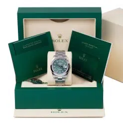 Alternative view of Rolex Datejust 126300 Mint Green Fluted Motif Dial Stainless Steel Oyster Bracelet Watch