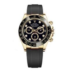 Rolex Cosmograph Daytona 116518LN Black Diamond Dial Oysterflex Yellow Gold Men's Watch