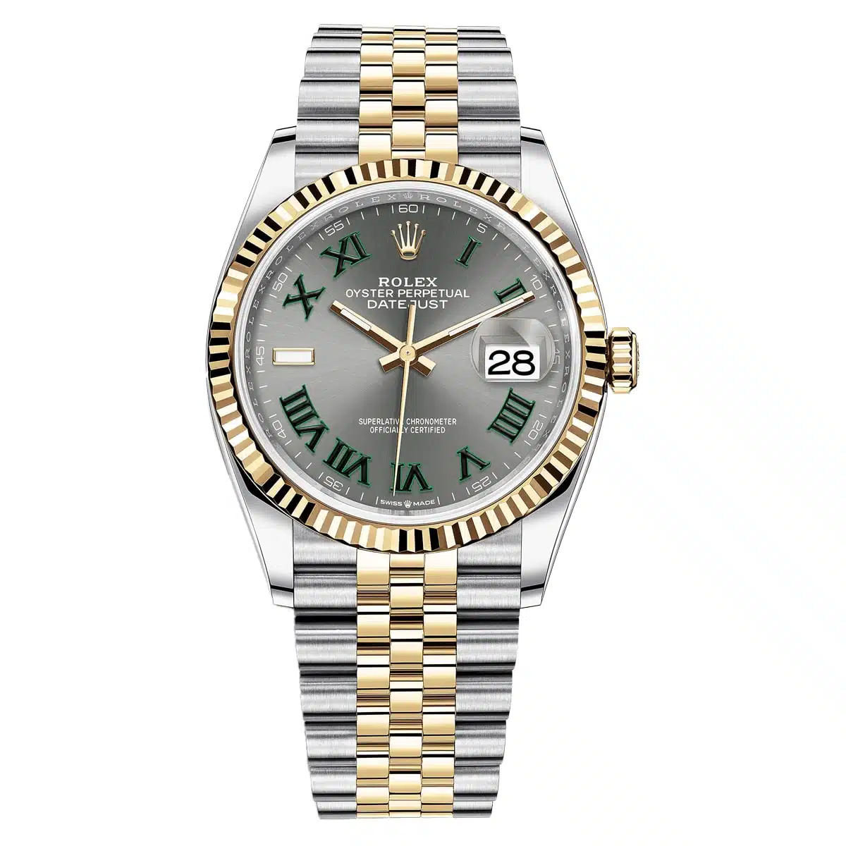 Rolex Datejust 126233-0035 Wimbledon Roman Dial 36mm Two-Tone Jubilee Bracelet Watch