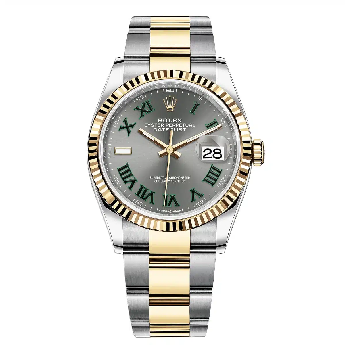 Rolex Datejust 126233-0036 Wimbledon Roman Dial 36mm Two-Tone Oyster Bracelet Watch