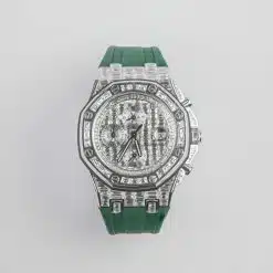 Alternative view of Audemars Piguet 26170ST Royal Oak Offshore Iced Out Green Strap Aftermarket Diamond Dial and Case Watch