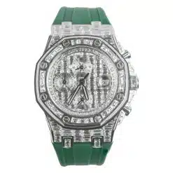Audemars Piguet 26170ST Royal Oak Offshore Iced Out Green Strap Aftermarket Diamond Dial and Case Watch