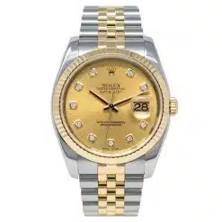 Rolex Datejust 16233 36mm Steel and Yellow Gold Champagne Diamond Dial Watch