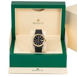 Alternative view of Rolex Sky-Dweller 326933 18kt Yellow Gold and Stainless Steel Black Index Dial Rubber B Band Watch