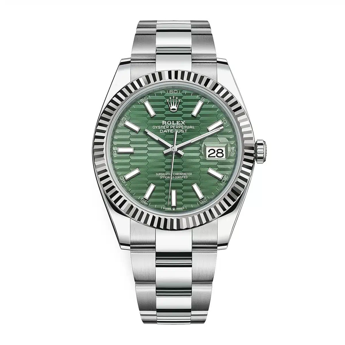 Rolex Datejust 126334-0029 Mint Green Fluted Motif Dial Oyster Bracelet Watch