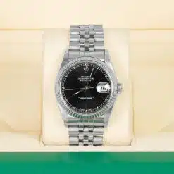 Alternative view of Rolex 16234 Datejust Black Index Stainless Steel Jubilee Bracelet 36mm Watch