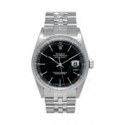 Rolex 16234 Datejust Black Index Stainless Steel Jubilee Bracelet 36mm Watch
