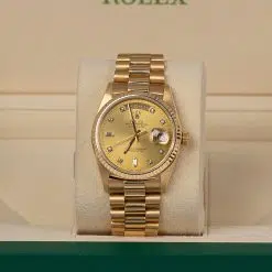 Alternative view of Rolex 36mm 18038 Day-Date 18K Yellow Gold Champagne Diamond Dial Watch