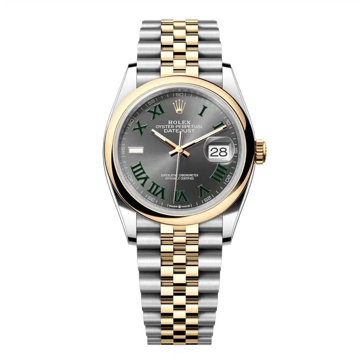 Rolex Datejust 126203-0035 Slate Roman Dial 36mm Yellow Gold & Oystersteel Domed Bezel Jubilee Bracelet