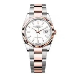 Rolex Datejust 126231-0018 White 36mm Dial Fluted Bezel Oyster Bracelet Oystersteel and Everose gold Watch