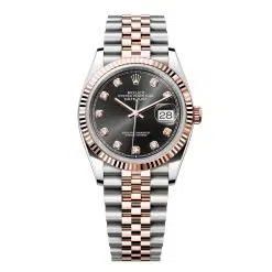 Rolex Datejust 126231-0019 Bright Black Set with Diamonds 36mm Dial Fluted Bezel Jubilee Bracelet Oystersteel and Everose gold Watch