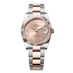 Rolex Datejust 126231-0028 Rosé Roman Numeral Set with Diamonds 36mm Dial Fluted Bezel Oyster Bracelet Oystersteel and Everose gold Watch
