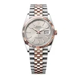 Rolex Datejust 126231-0033 Silver Fluted Motif 36mm Dial Fluted Bezel Jubilee Bracelet Oystersteel and Everose gold Watch