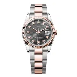 Rolex Datejust 126231-0042 Slate Fluted Motif Set with Diamonds 36mm Dial Fluted Bezel Oyster Bracelet Oystersteel and Everose gold Watch