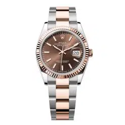 Rolex Datejust 126231-0044 Chocolate 36mm Dial Fluted Bezel Oyster Bracelet Oystersteel and Everose gold Watch
