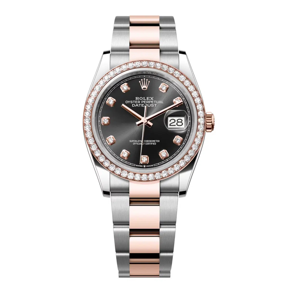 Rolex Datejust 126281RBR-0008 Bright Black Set with Diamonds 36mm Dial Diamond Set Bezel Oyster Bracelet Watch