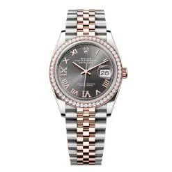 Rolex Datejust 126281RBR-0011 Slate Roman Numeral Set with Diamonds 36mm Dial Diamond Set Bezel Jubilee Bracelet Watch