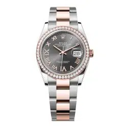 Rolex Datejust 126281RBR-0012 Slate Roman Numeral Set with Diamonds 36mm Dial Diamond Set Bezel Oyster Bracelet Watch