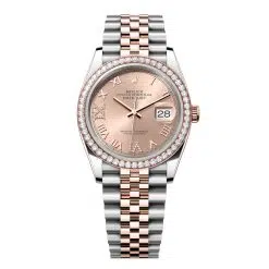 Rolex Datejust 126281RBR-0015 Rosé Roman Numeral Set with Diamonds 36mm Dial Diamond Set Bezel Jubilee Bracelet Watch