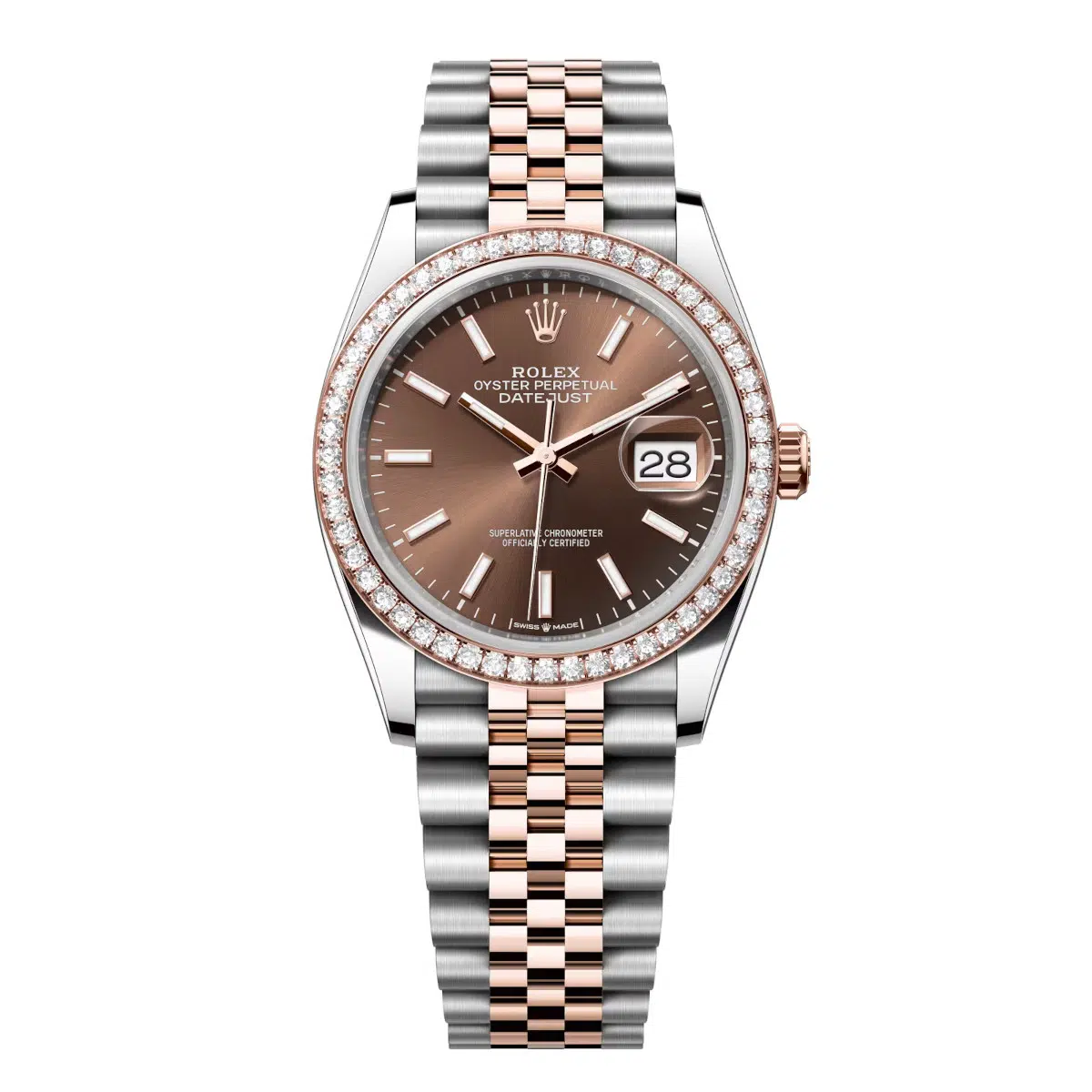 Rolex Datejust 126281RBR-0031 Chocolate 36mm Dial Diamond Set Bezel Jubilee Bracelet Watch