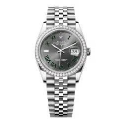Rolex Datejust 126284RBR-0037 Slate Roman Numeral Dial 36mm Diamond Set Bezel Jubilee Bracelet Watch