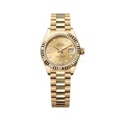 Rolex Lady Datejust 279178-0013 Champagne Set with Diamonds Dial 28mm Fluted Bezel President Bracelet Watch