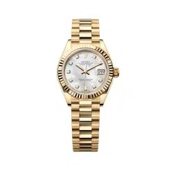 Rolex Lady Datejust 279178-0025 Mother-of-Pearl Set with Diamonds Dial 28mm Fluted Bezel President Bracelet Watch