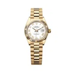 Rolex Lady Datejust 279178-0029 White Roman Numeral Dial 28mm Fluted Bezel President Bracelet Watch
