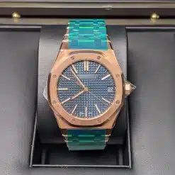 Alternative view of Audemars Piguet 15510OR.OO.1320OR.03 Royal Oak Blue Dial Pink Gold Bracelet Watch