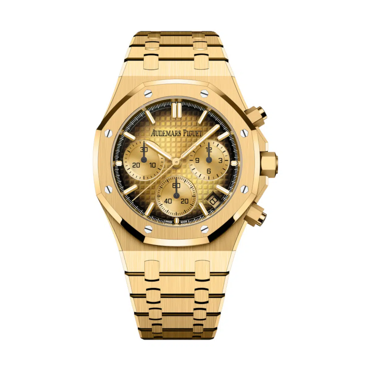 Audemars Piguet 26240BA.OO.1320BA.02 Royal Oak Smoked Yellow with “Grande Tapisserie" Pattern 41mm Dial 18-Carat Yellow Gold Bracelet Watch